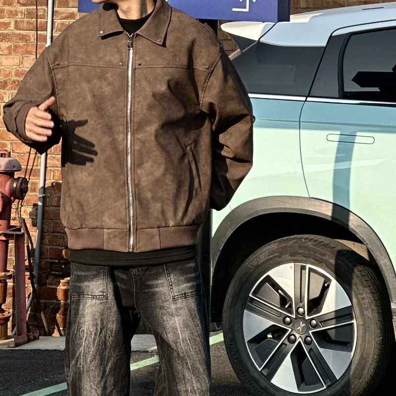 

Premium American Vintage Leather Jacket Short Cropped Streetwear Casual Style For Men Women​