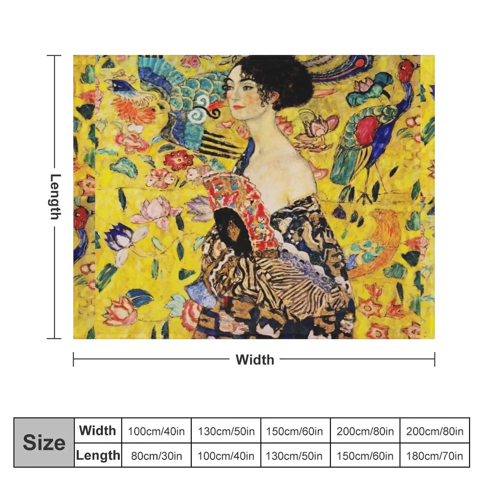 Lady with Fan | Gustav Klimt Art Nouveau-Modern Japonism Inspired Throw Blanket Plaid Softest For Baby warm winter Blankets