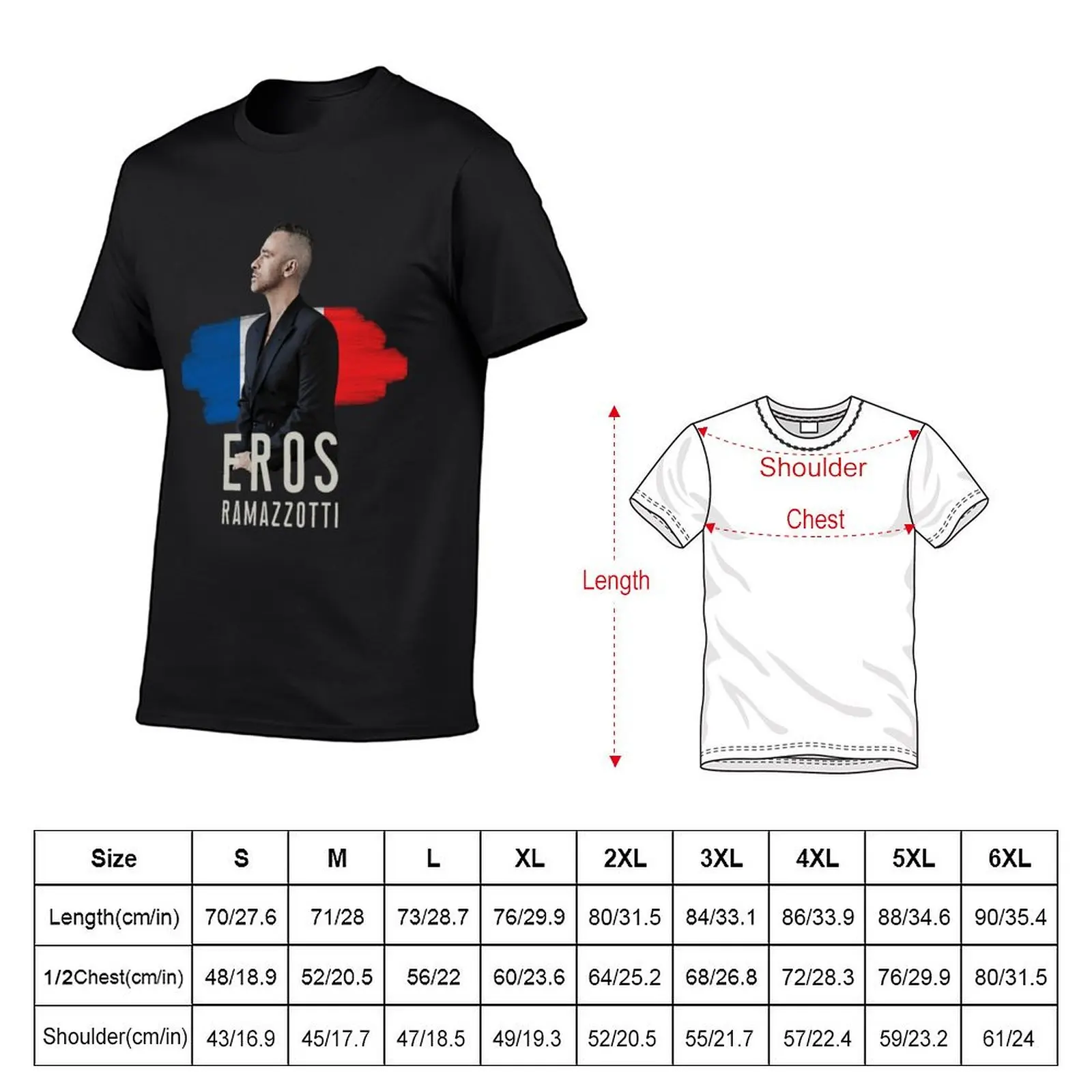 Shirt Eros Ramazzotti France T-shirt vintage Aesthetic clothing sports fans customs design your own men clothes