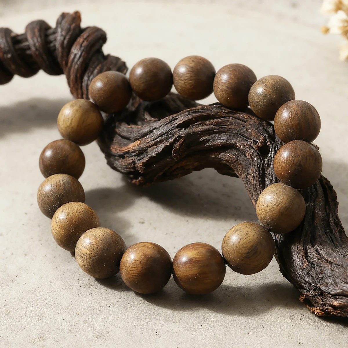 Original Green Sandalwood Bracelet Single Loop Art Retro Prayer Lucky Bead Bracelet Neutral Handpiece
