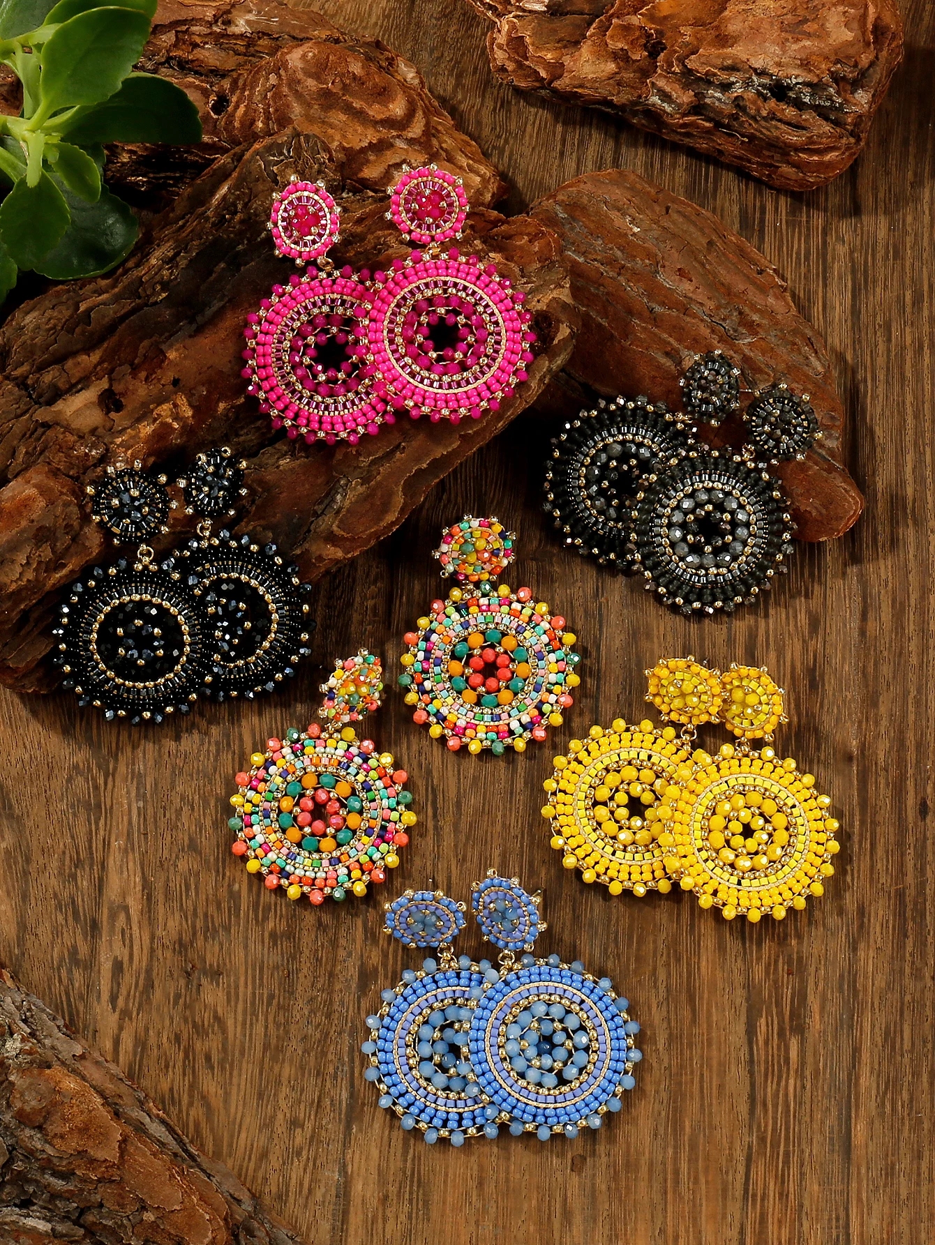 

Boho Colorful Seed Beads Earrings for Women Luxury Handmade Crystal Round Woven Dangle Earrings Fashion Jewelry Gifts