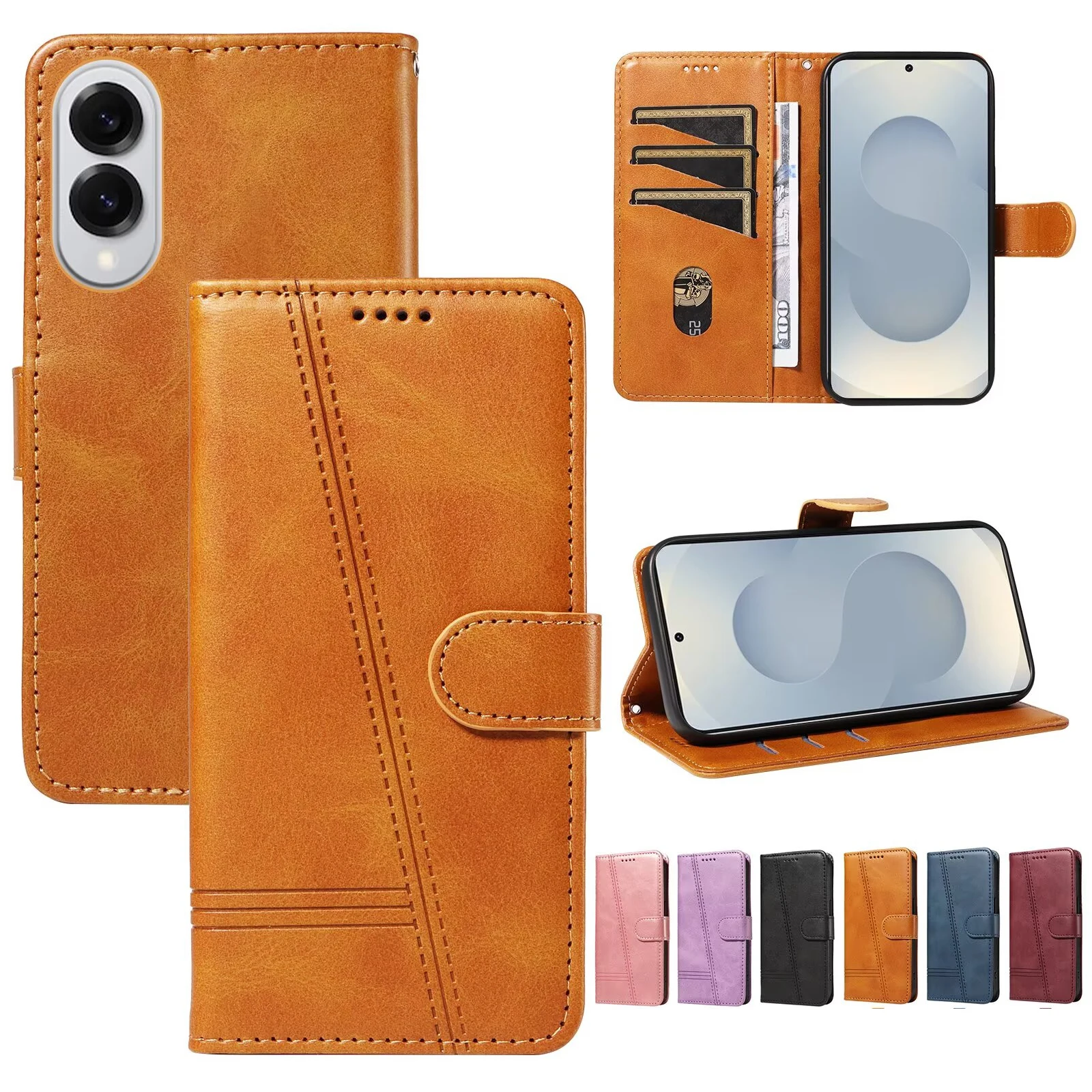 

Wallet Skin-friendly Card Stand Flip Leather Case For Samsung Galaxy S30 S25 Edge 5G S24 Ultra S23 Plus S22 Pro S21 FE S20 Lite