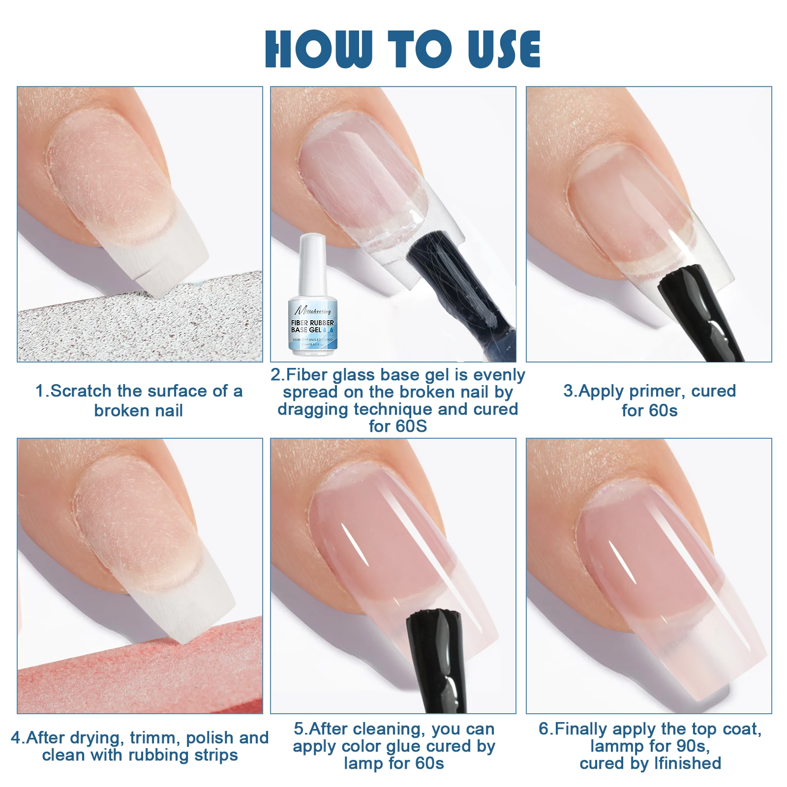 15mlファイバーラバーベースジェル - 速乾UV/LED対応クリアコンストラクションジェル（ネイルチップ補修用、ソークオフニス付き）