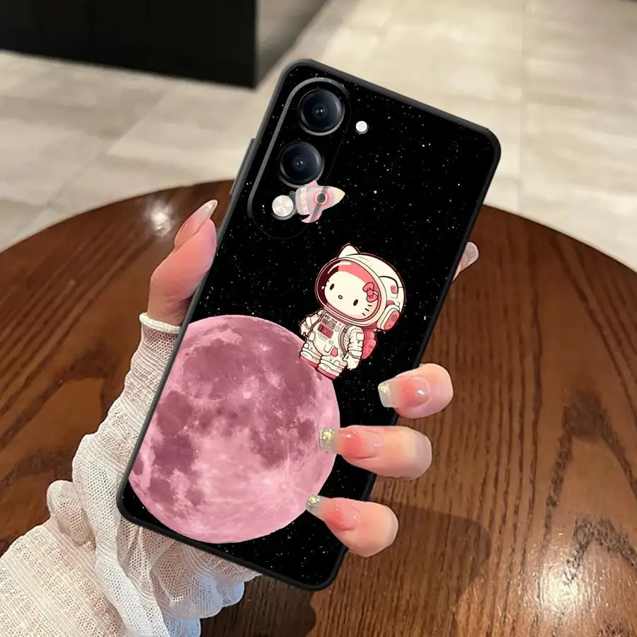 Case for Vivo Y71 Y91 V27 V21E V23 Y52S Y93 V25 V30 Y75 Y81 Y53S Y50 Y95 Y51S Y78 V29 Soft Back Phone Cover Cartoon Cat Hello