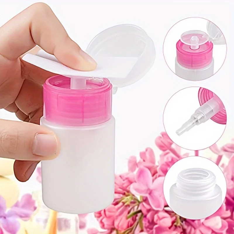 1PC 60ml Empty Press Pump Dispenser Plastic Lockable Leak-Proof Nail Art Supplies Pressed Bottle Makeup Tools Liquid Storage