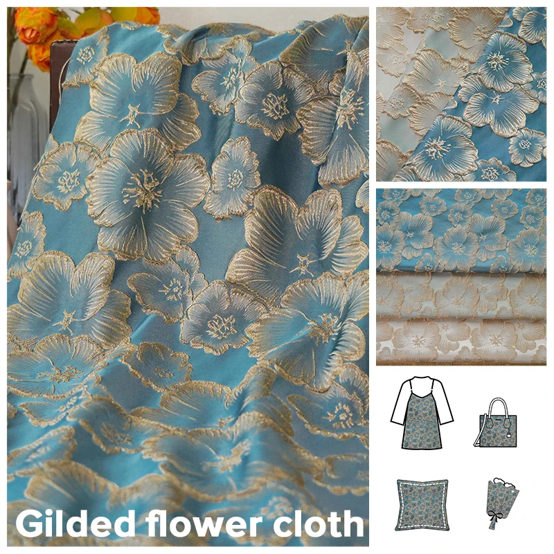 

High Quality Embossed Flower Jacquard Fabric Bubble Cloth Sewing Material Cheongsam Dress 137Cm Wide - Sold By The Meter