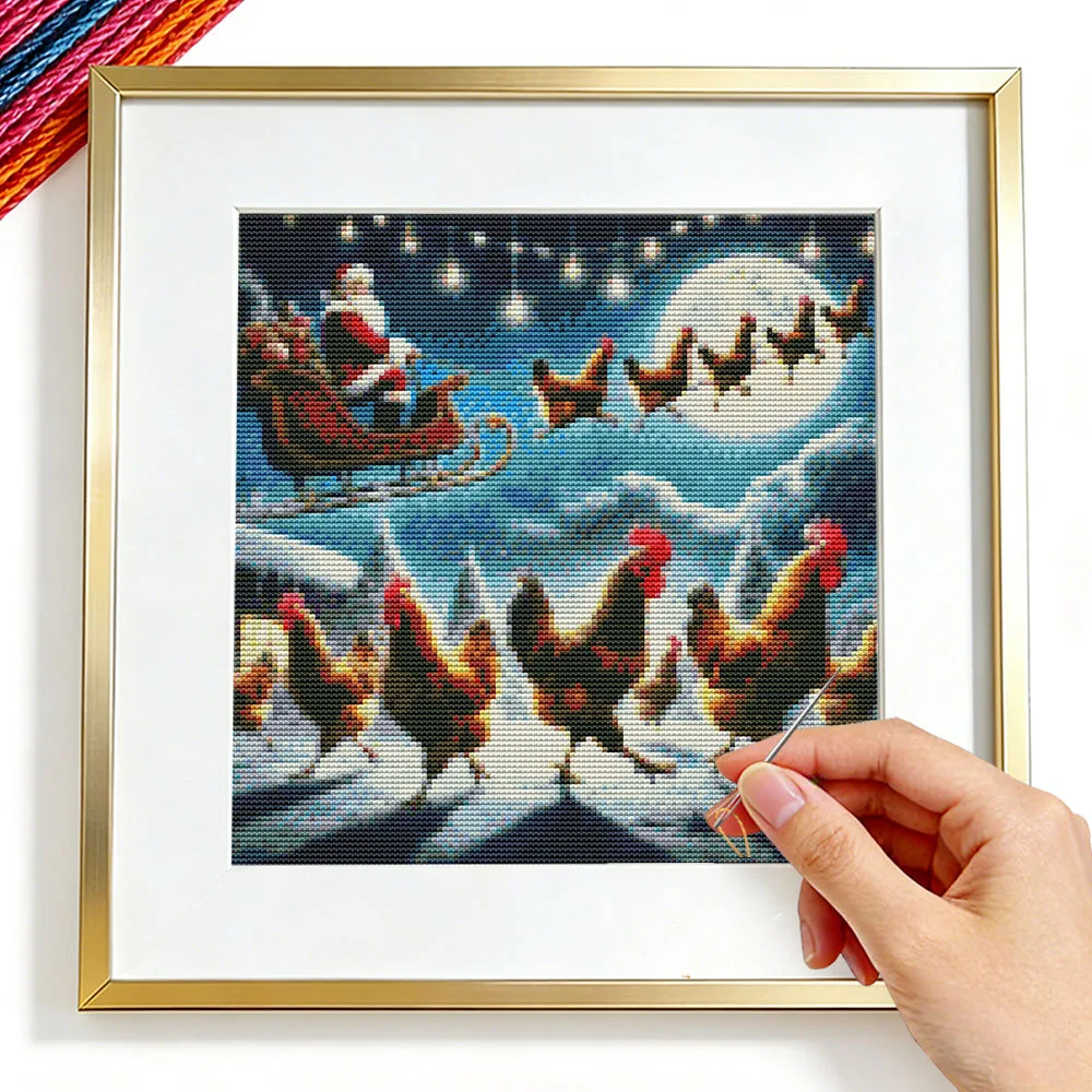 santa claus winter snow Cross Stitch Embroidery Kits house moon christmas Hand Sewing Threads Hobbies Creative 11CT Home Decor