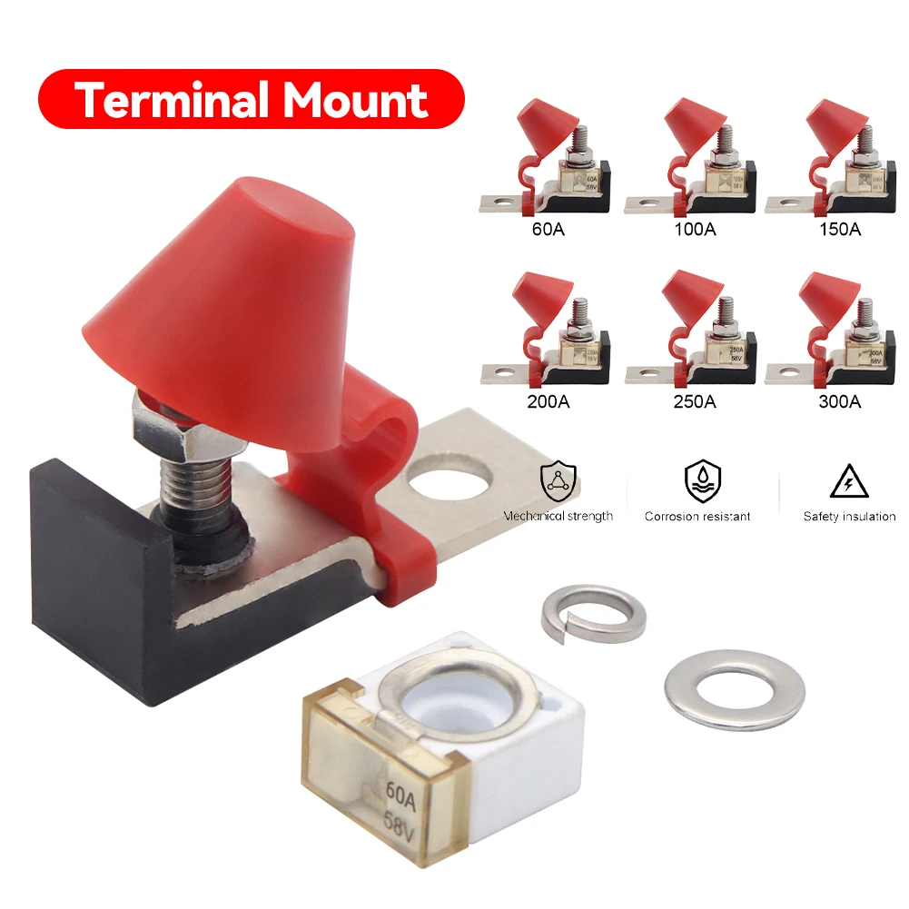 Marine Rated Battery Fuse 30A-300A PPS Fuse Block with 58V Ring Fuse Ignition Protection for Boat Truck for RV Cruise Ship Crane