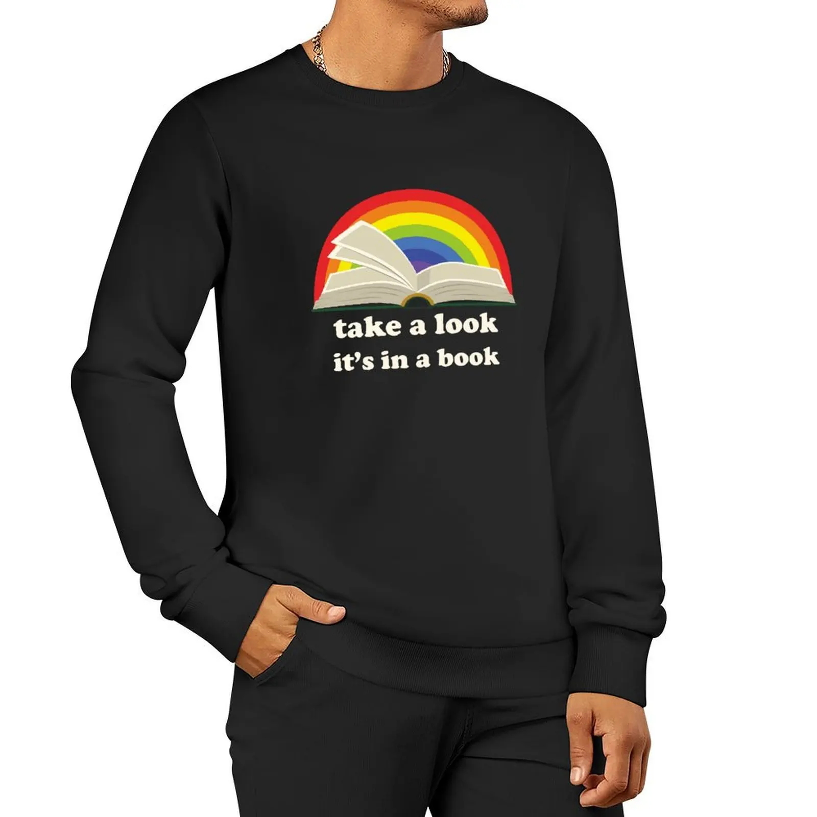 

Take a look, its in a book Rainbow Pullover Hoodie autumn anime clothes tracksuit men aesthetic clothing new sweatshirts
