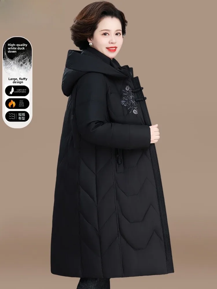 

Thiened Long down Jaet for Middle-Aged And ly Women Knee-Length Autumn Winter Outerwear Faionable Loose Fit