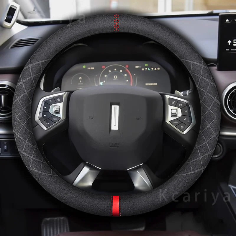 Car Steering Wheel Cover for Great Wall Haval H3 H5 Wingle 3 Wingle 5 3D Embossing Carbon Fiber Pattern Leather Auto Accessories