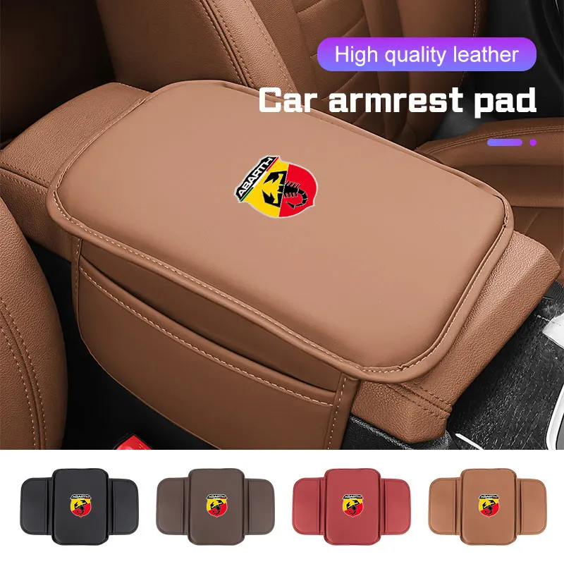Protector de cuero para reposabrazos de consola central de coche, para Abarth 500 595 500e ​ 124 Spider 124 GT Punto Grande Punto 1000 Berlina
