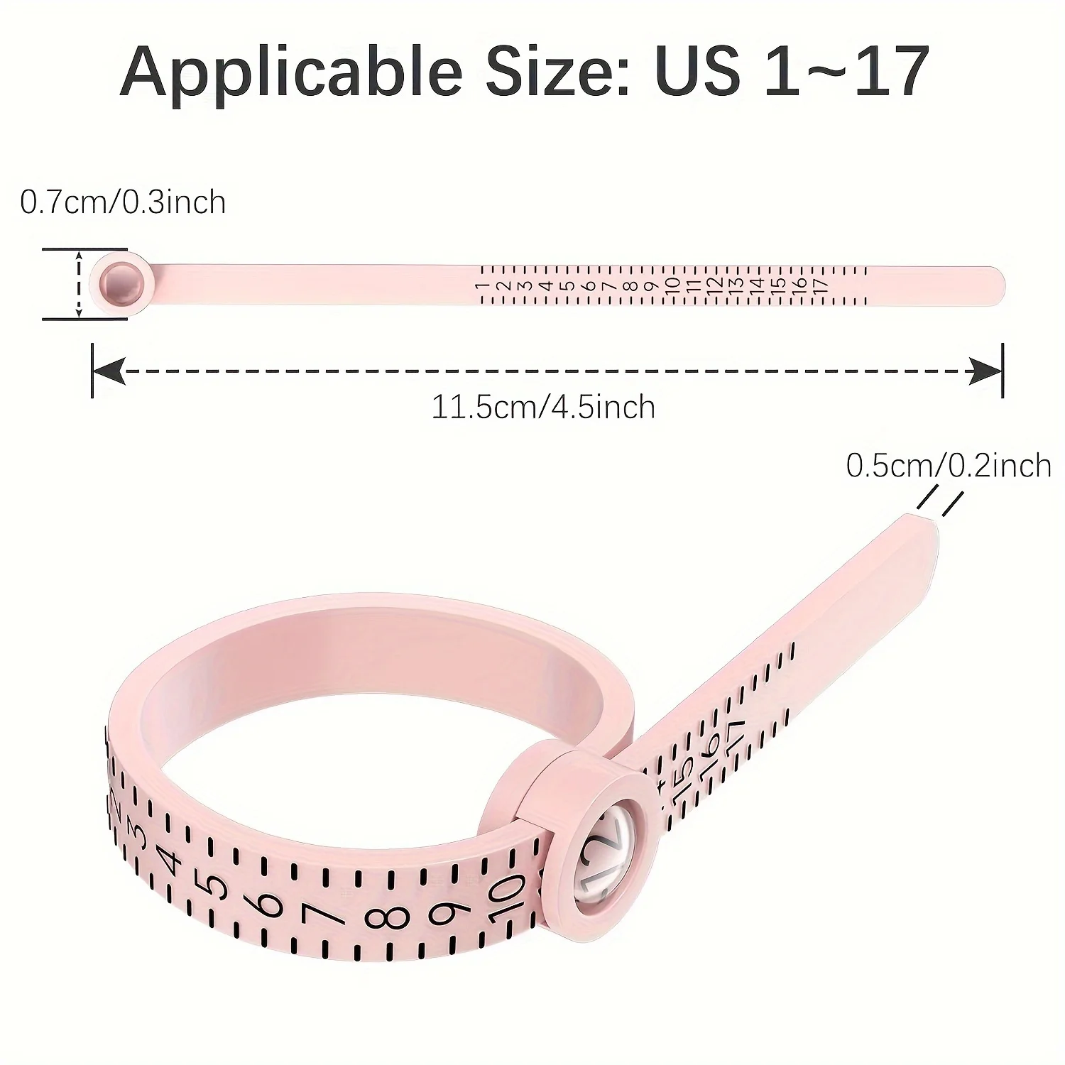 Adjustable Ring Sizer Tool with Magnifier Portable Finger Size Measurer for Accurate Jewelry Sizing Reusable Ring Gauge Ruler