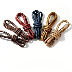 Mibrow 2meters Round Vintage Genuine Leather Cords 3/4/5/6mm Cow Leather Cord String Rope for Bracelet Jewelry Making Supplies