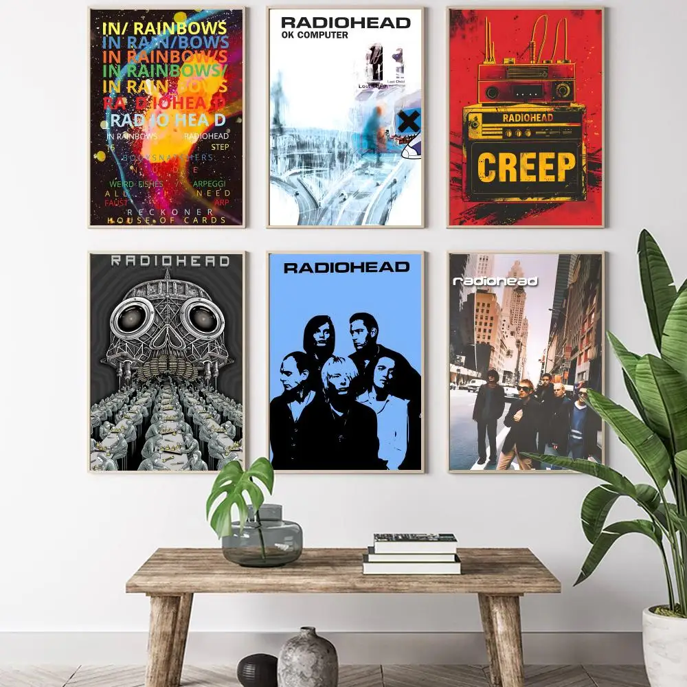 R-Radiohead Band Rainbow Painting Calligraphy HD Canvas Poster living room bedroom bar aesthetic decoration