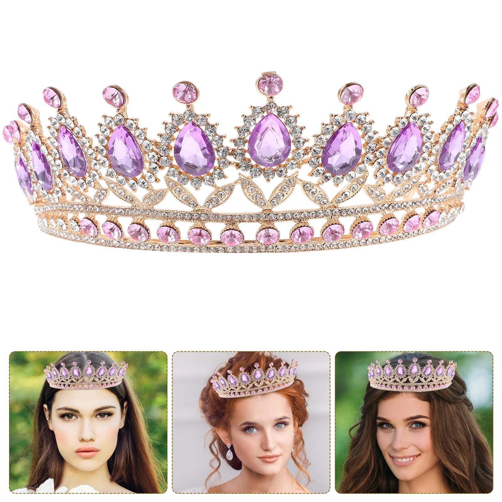 

Baroque Rhinestone Crown Wedding Bridal Headband Birthday Party Accessories Women Crowns Bachelorette Gift Fairy Costume