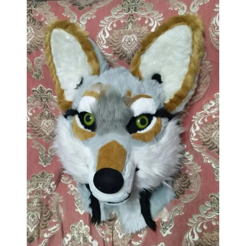 Husky Dog Fox Mascot Head Long Fur Party Halloween Fur Role Play Head