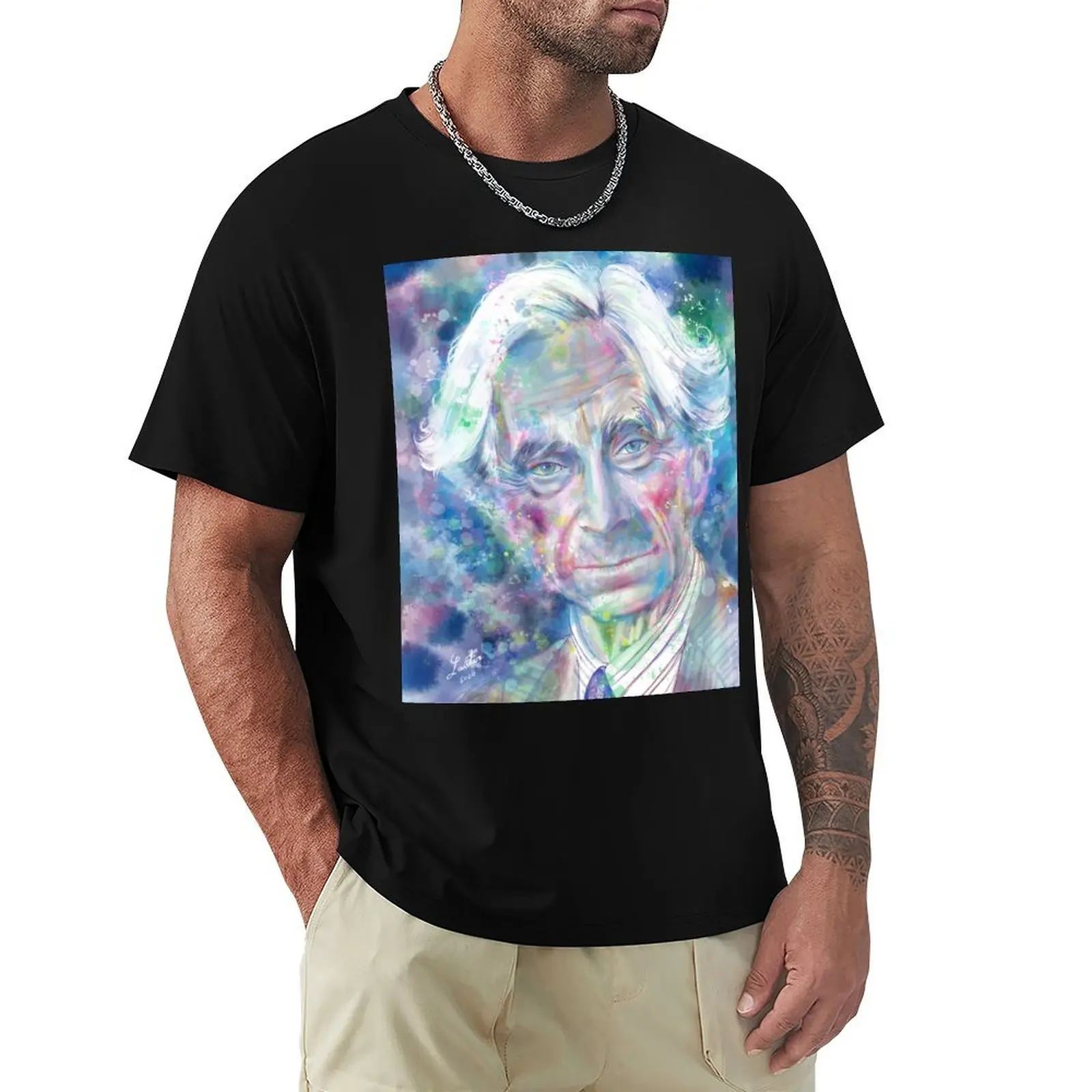

BERTRAND RUSSELL - watercolor portrait.2 T-Shirt clothes customs design your own plus size tops Men's t-shirt