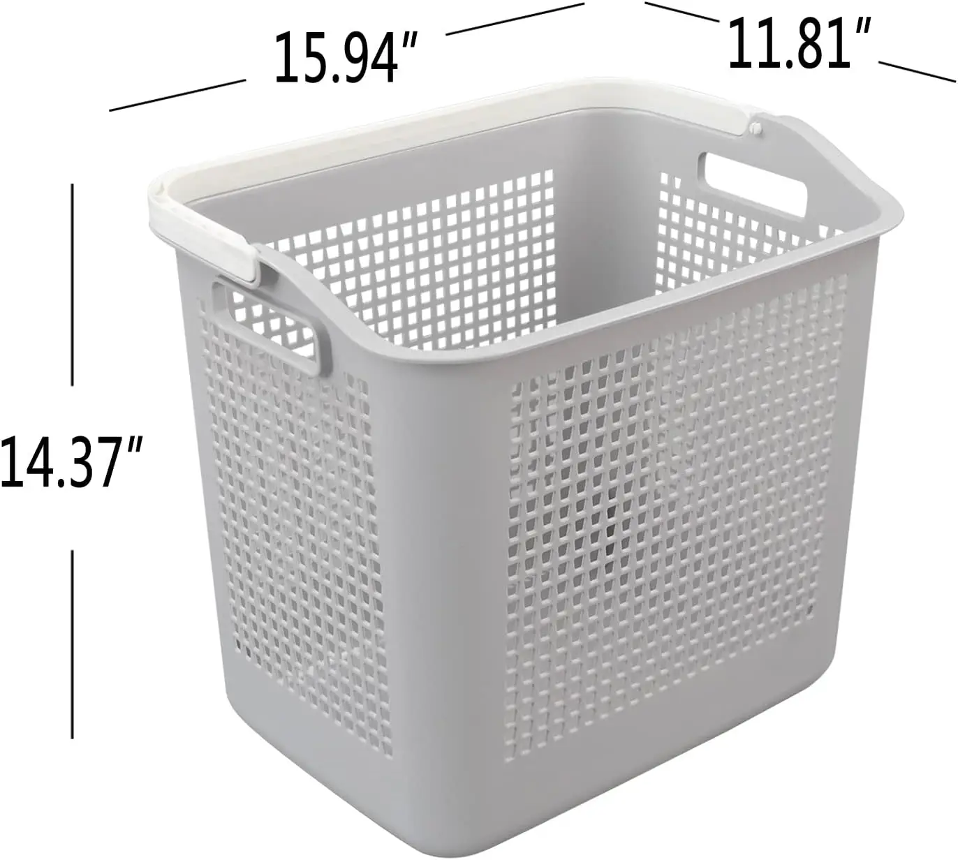 4-Pack 35 L Plastic Laundry Hamper, Large Storage Basket with Handle, Gray