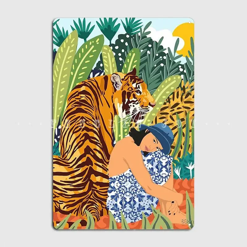 Awaken The Tiger Within Illustration Wildlife Nature Poster Metal Plaque Club Bar Garage Decoration Custom Tin Sign Poster