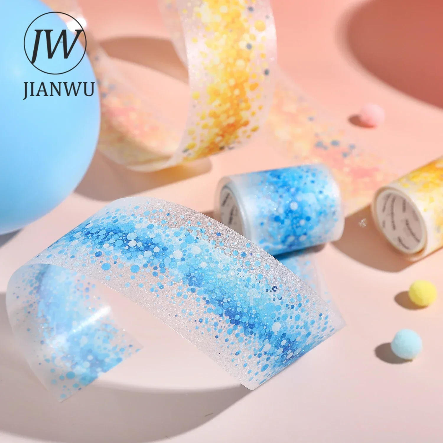 JIANWU 도트 인스피레이션 시리즈 빈티지 컬러풀 도트 소재 콜라주 pet 테이프, 크리에이티브 DIY 저널 문구, 50mm * 200cm