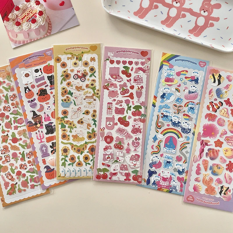 Rainbow Flower Halloween Cherry Kawaii Stickers Decoration Scrapbooking Diary DIY Album Collage School Stationery