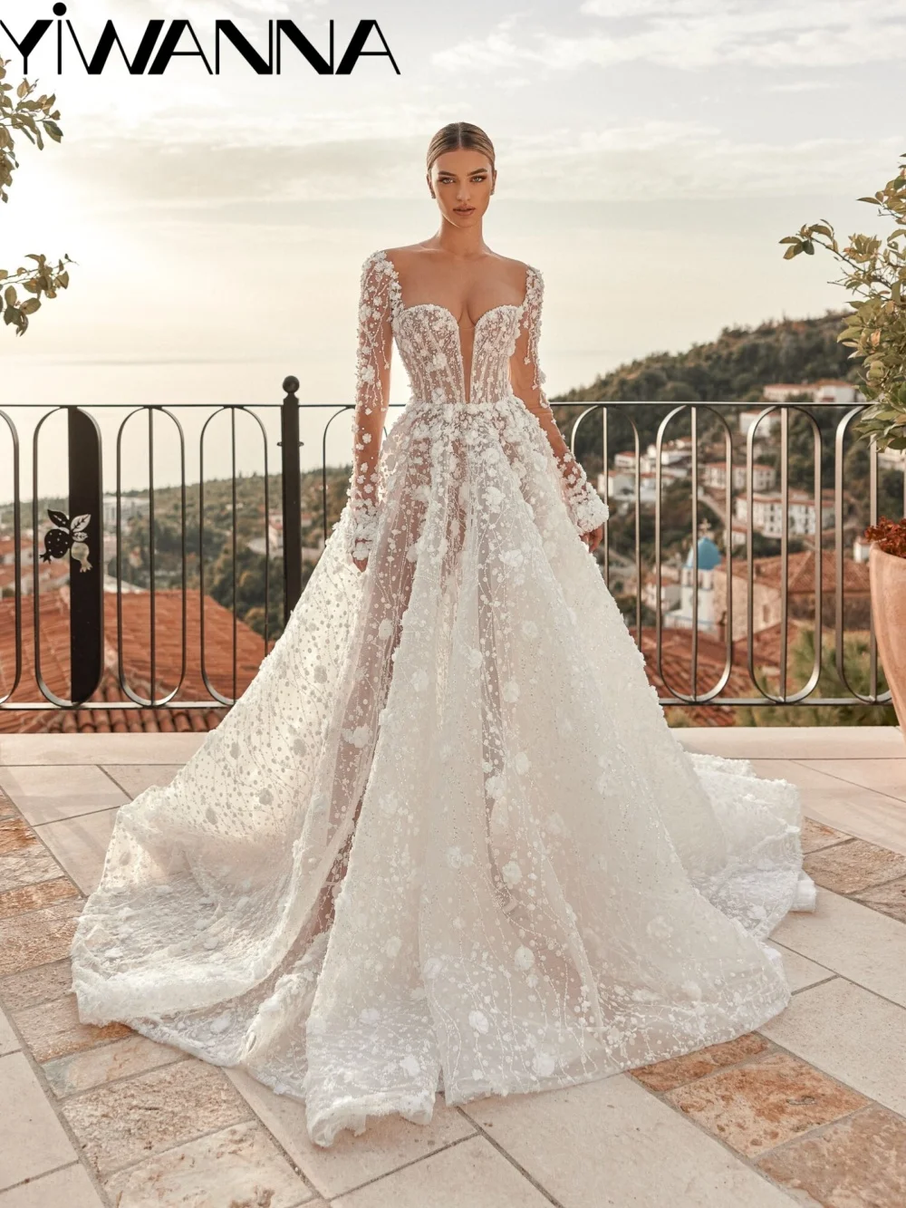 New Arrival Opulent Beaded Wedding Dress Delicate 3D Floral Long Bridal Gown Customized Glamorous Floor-length Dresses For Bride