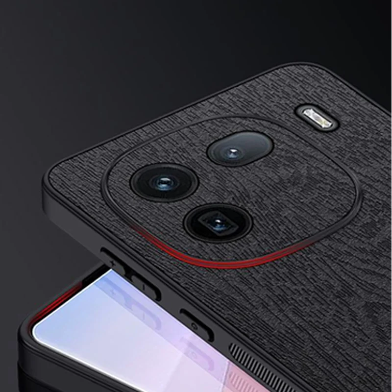 Luxury Leather Case For Vivo Iqoo 12 Case Iqoo 12 Pro Cover Bark Texture Shockproof Back Cover for Iqoo 12Pro Iqoo12 Bumper