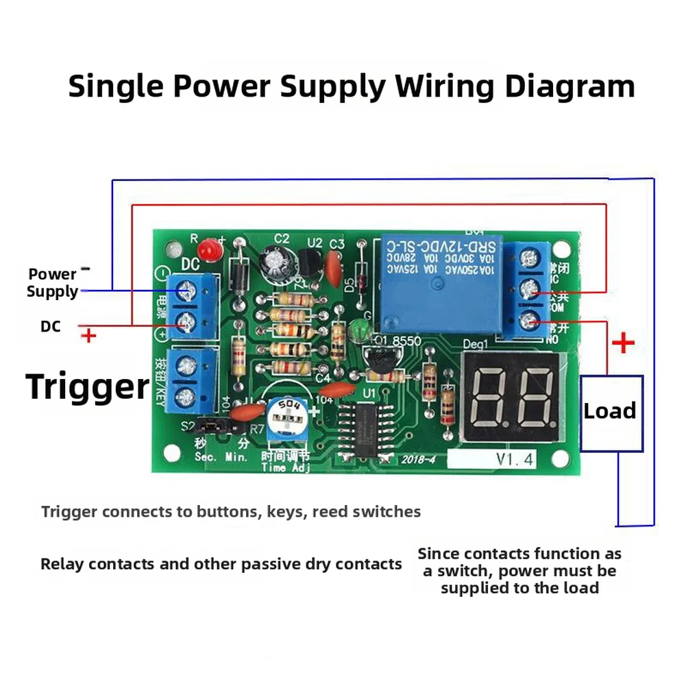 Adjustable Timer 12V Time Delay Relay Lighting Delay Control Built-in Digital Tube Display For Arduino Projects