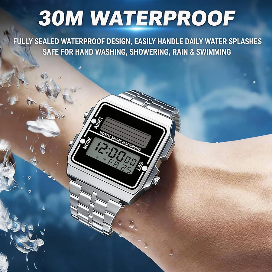 Ретро-часы для мужчин с квадра – обзор и цена Solar Powered Watch