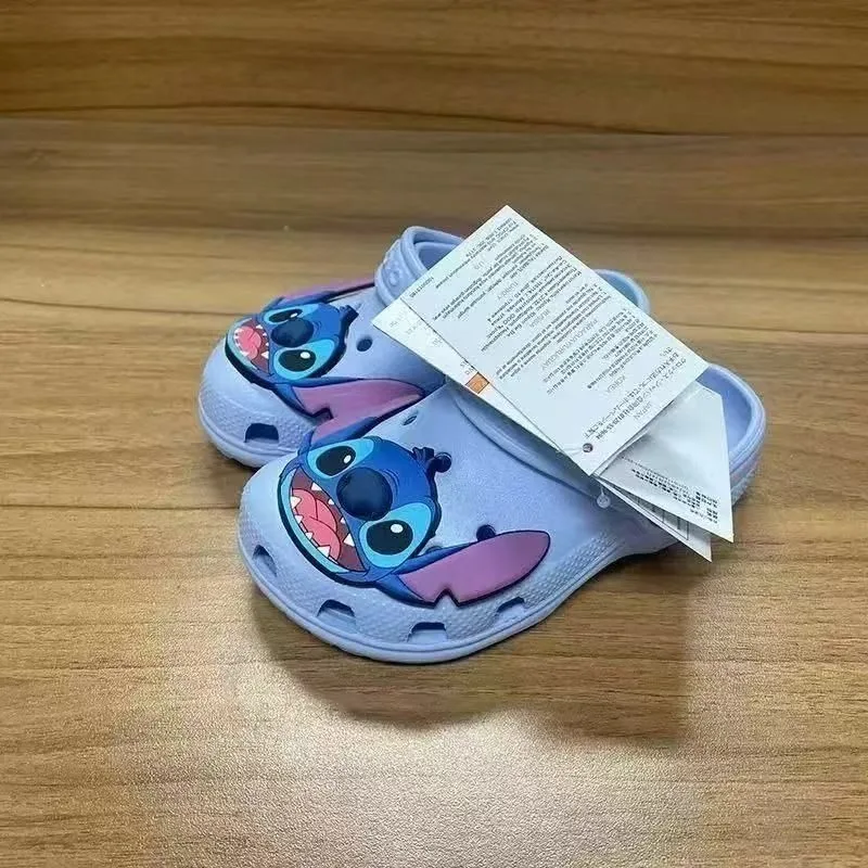 

Miniso Stitch мультфильм аниме однотонные непромокаемые тапочки уличные сандалии Stitch повседневная дышащая повязка на щиколотке для детской обуви подарок