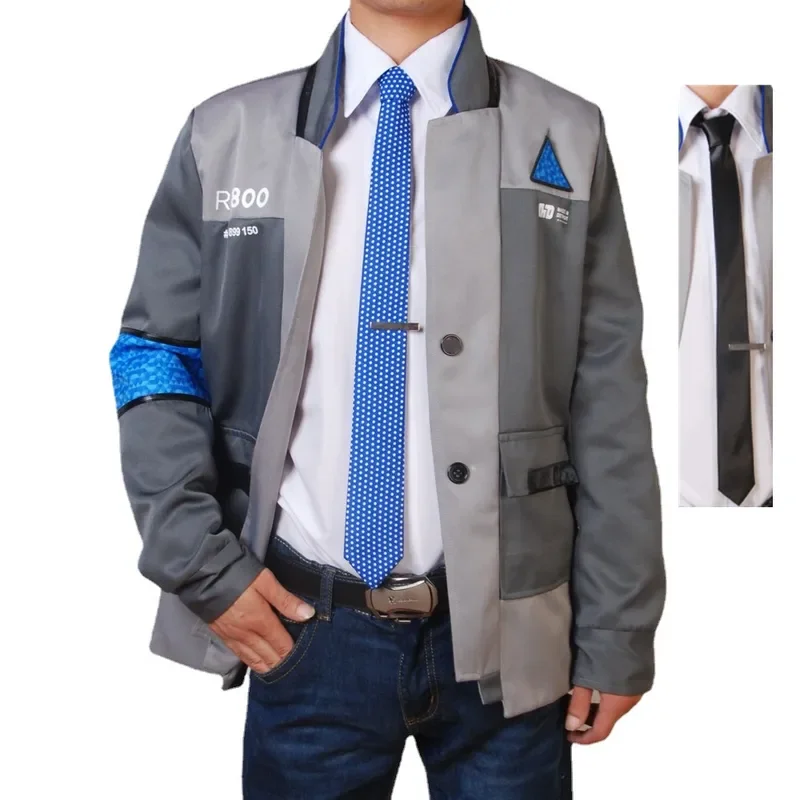 Detroit Become Human Cosplay Costume 3pcs Set Coat Tie T-Shirt Connor Jacket Halloween Party Outfits