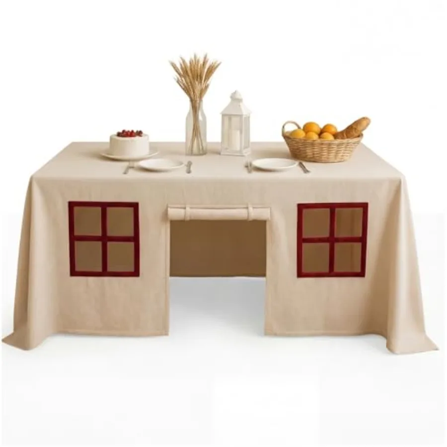 

10ft x 7.5ft Large Tablecloth Playhouse for Kid Table Fort Cover Table Cloth Tent Playhouse for Dining Room Birthday Indoor Out