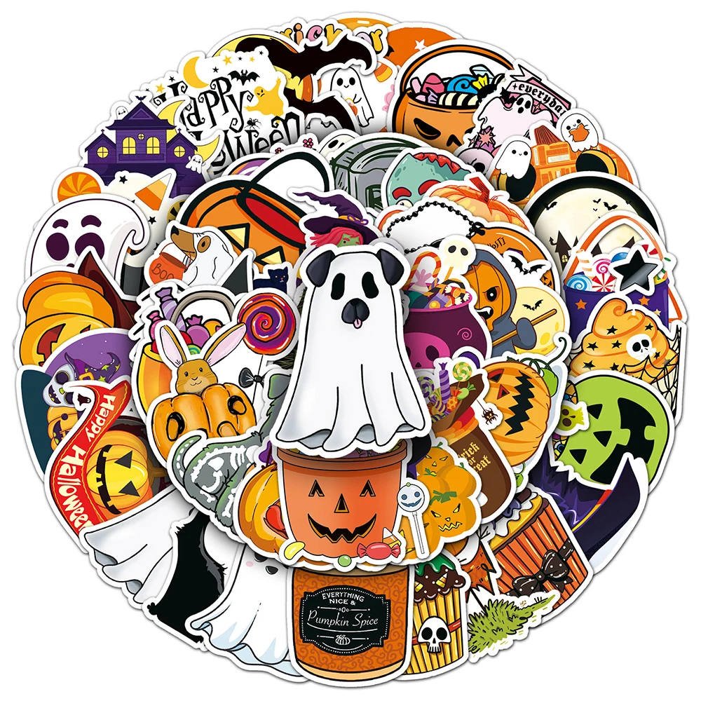 

10/30/50/100PCS Cute Halloween Stickers DIY Decoration Graffiti Cartoon Decals Kids Toys Skateboard Notebook Fridge Phone Laptop