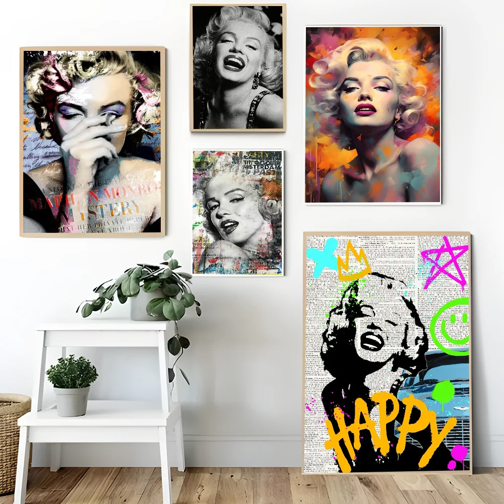 M-Marilyn M-Monroe Classic Vintage Posters Waterproof Paper Sticker Coffee House Bar Home Decor