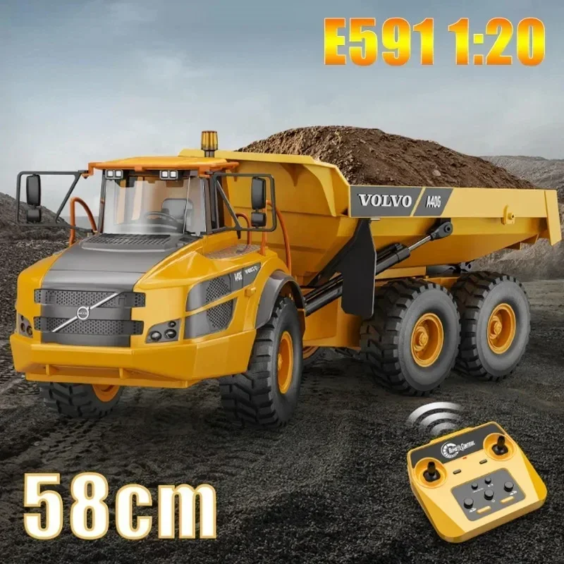 RC Dump Trucks Double E E591 Excavator Bulldozer Electric Engineering Vehicle Folklift 1:20 Remote Control Car Toys For Children