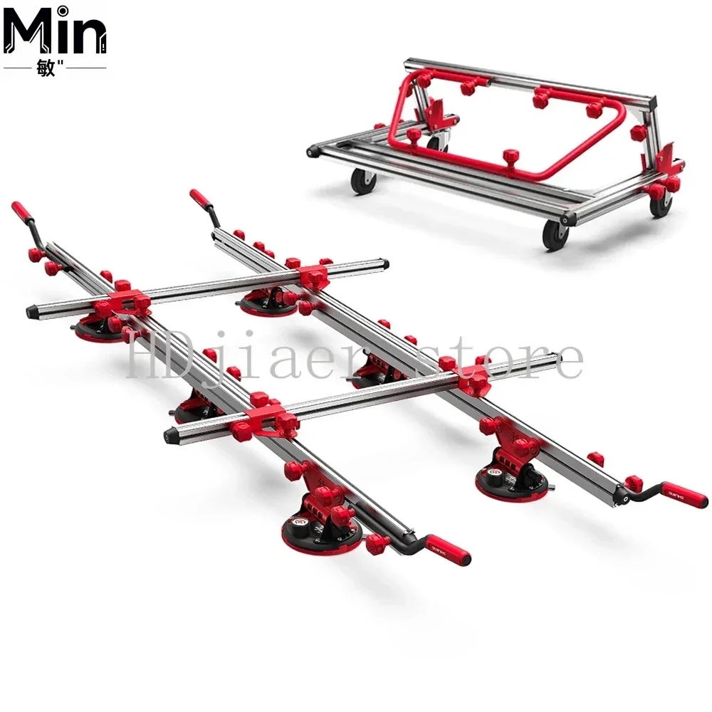 Large Format Porcelain Ceramic Tile Slab Handling Lifter Tool With Transport Cart for Heavy Slab Carrying Installation