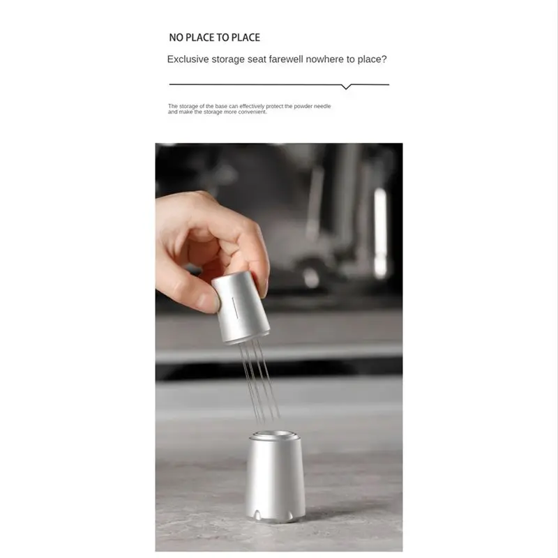 A47T Distribuidor de Café Espresso em Aço Inoxidável com Agulhas, Nivelador e Ferramenta WDT para Café - Acessórios para Agitar Café - B