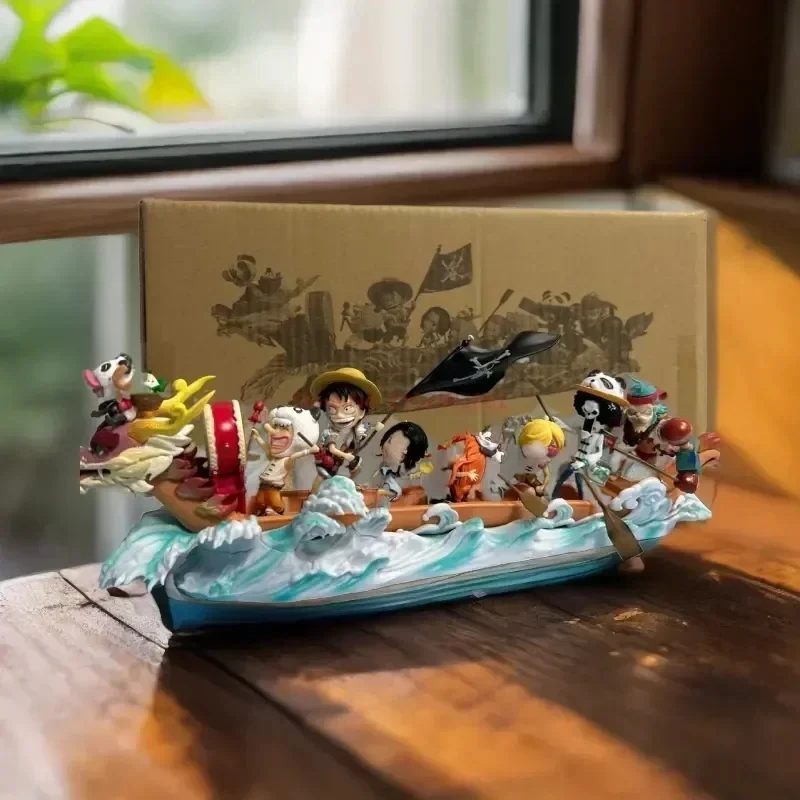 Anime Figures One Piece Rowing Dragon Boat Straw Hat Group Ten Lbs Super Large Scene Model Statue Ornaments Toy For Children