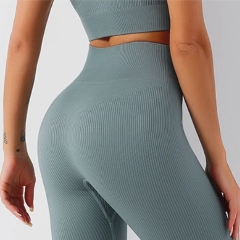 Women Yoga Shorts3 Piece Workout Athletic Seamless High Wasit Gym Leggings