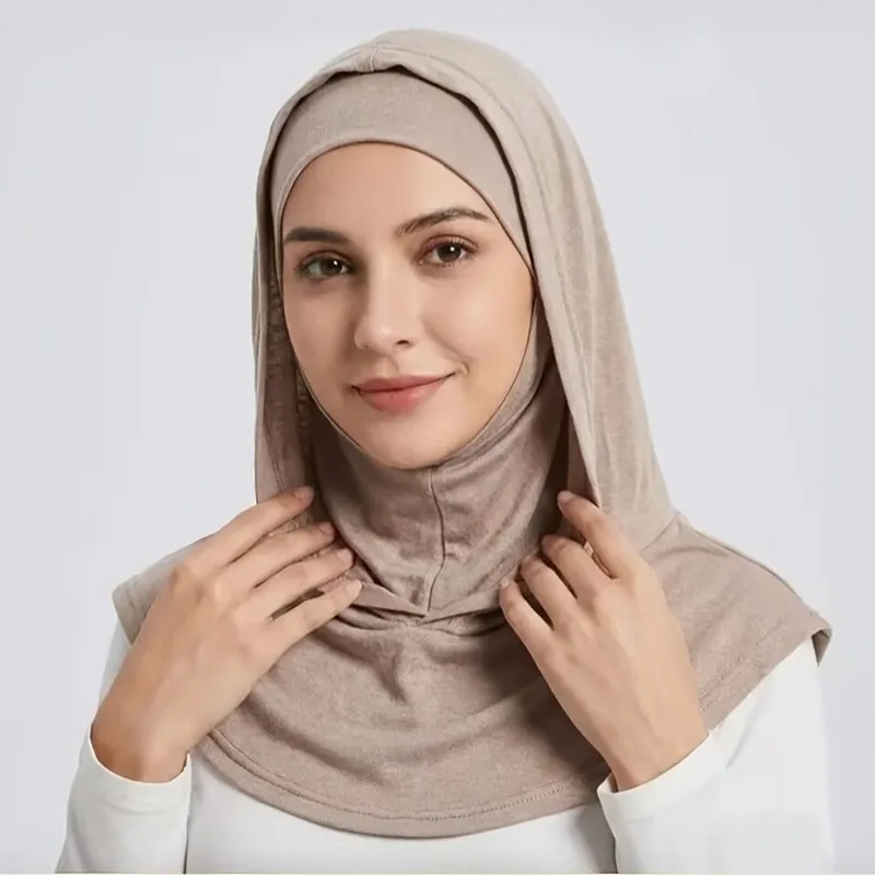 Muslim Women Instant Hijab Cap Under Hijab Cap Ramadan Cotton Inner Cap Elastic Turban Headband Woman Ready To Wear Headscarf