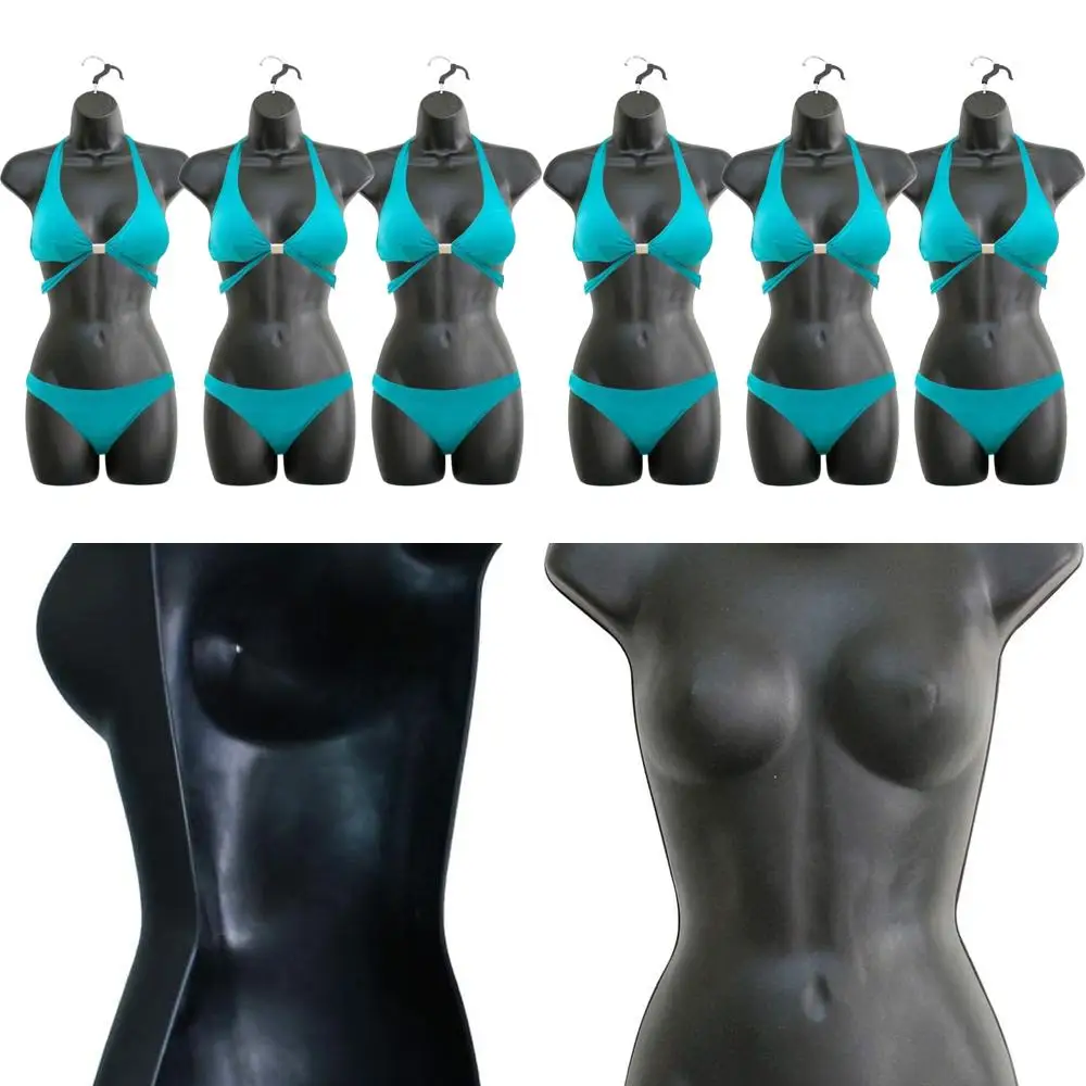 

Stackable Female Dress Form with Hollow Back for T-Shirt Displays, Craft Shows, and Design (S-M Size, Black, 3-Pack)