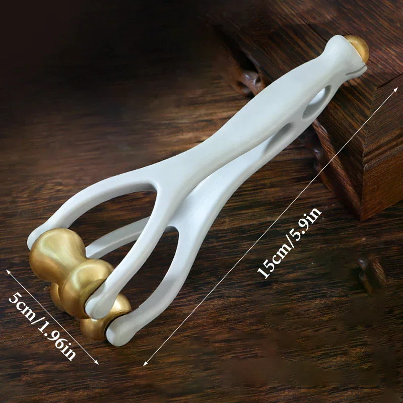 Finger Massage Dual-Row Roller Brass Roller Design Easy Use Relieve Finger Fatigue Promote Blood Portable Finger Massage Tool