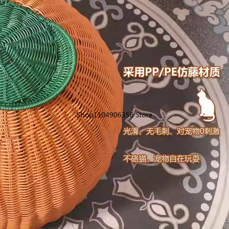 

Круглая коробка-лоток для кошек из ротанга ручной работы, съемная крышка, для дома/комнаты