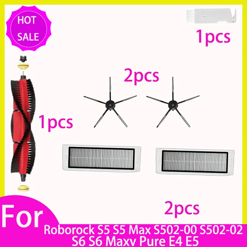 HEPA-filter, mop, hoofdborstel en zijborstel voor Roborock S5 S502-00 S502-02 S5 Max S6 MaxV S6 Pure E4 E5 robotstofzuiger reserveonderdelen