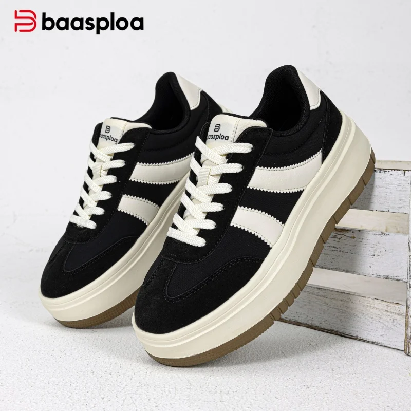 Baasploa Women Platform Sneakers Chunky Thick Sole Lace Up Casual Walking Shoes Comfort Non Slip Street Fashion Female Daily