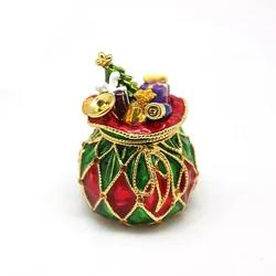Hand-Painted Metal Christmas Money Bag Blessing Bag Gift Bag Jewelry Trinket Box Figurine Enameled Ring Holder Home Table Decor