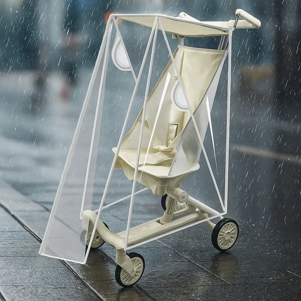 مظلة أطفال شفافة لعربة الأطفال، غطاء مقاوم للمطر، مقاوم للماء، مقاوم للرياح، غطاء للمطر لعربة الأطفال، درع واقي للسفر