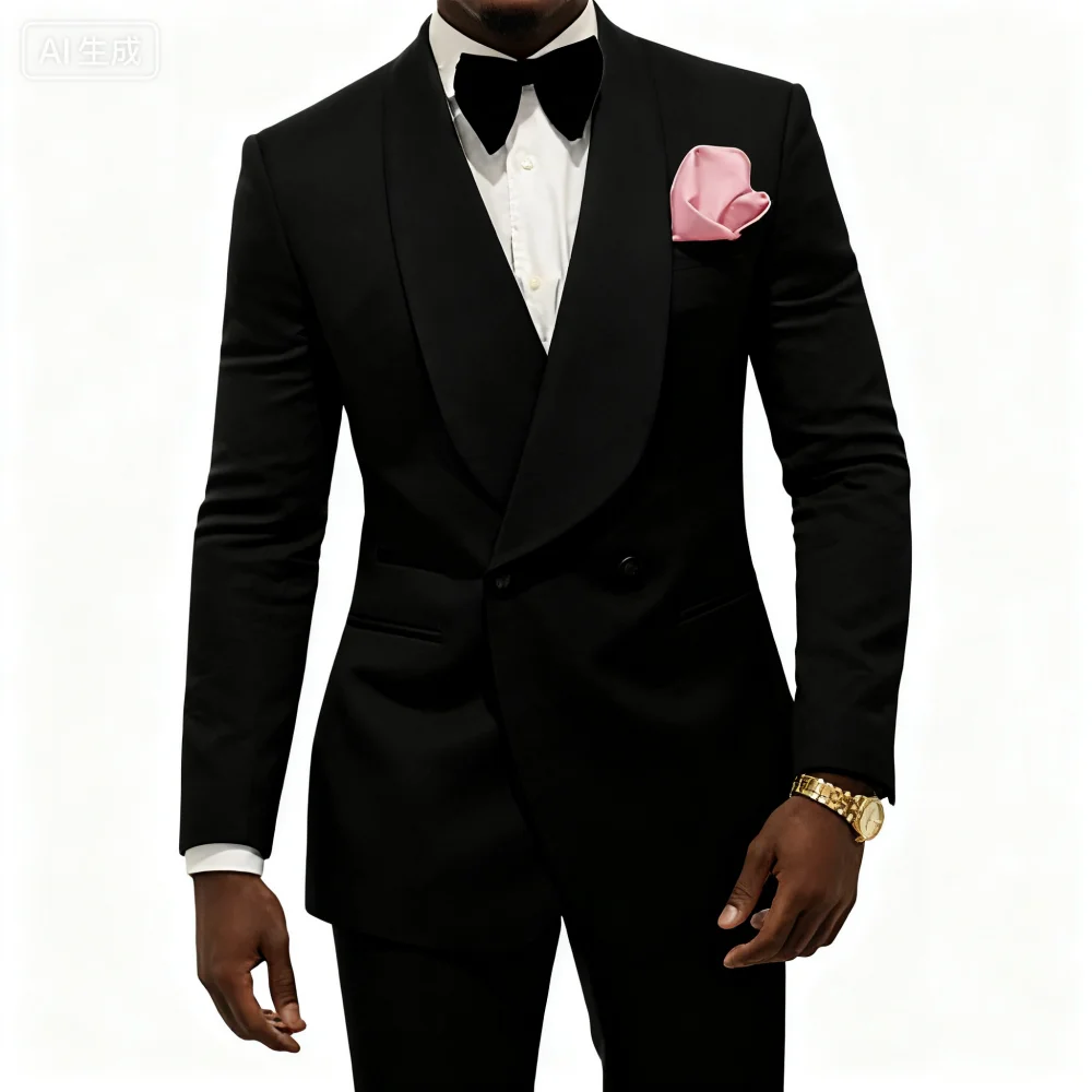 Italian Design Customizable Men's Wedding Terno with Rose Jacket Smoking Suit 2-Piece Set (Coat + Pants)