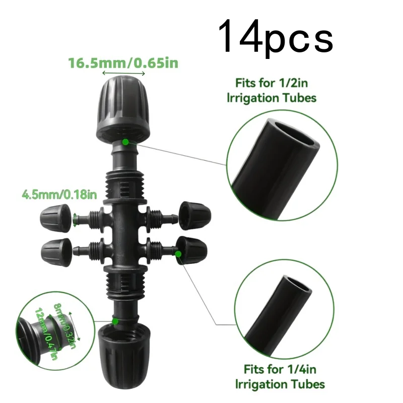 14Pcs Garden Hose Connectors, universal barbed lock, 1/2